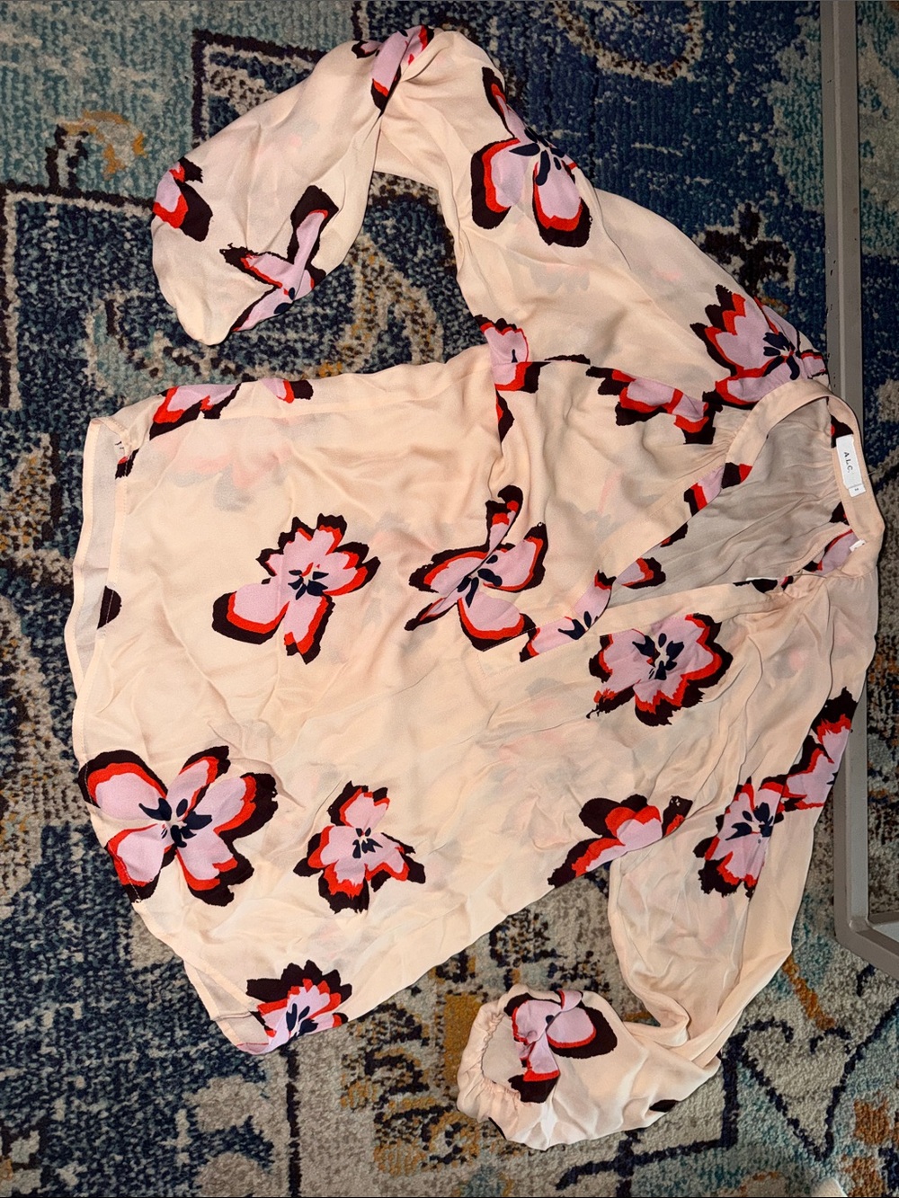 A.L.C. Pink Floral Long Sleeve Blouse